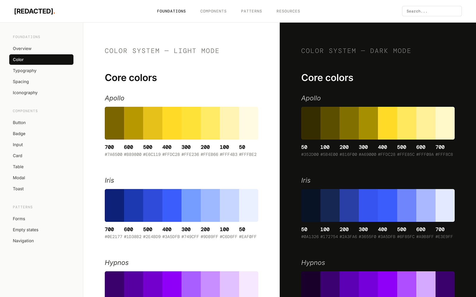 Pantheon marketing and product system screens