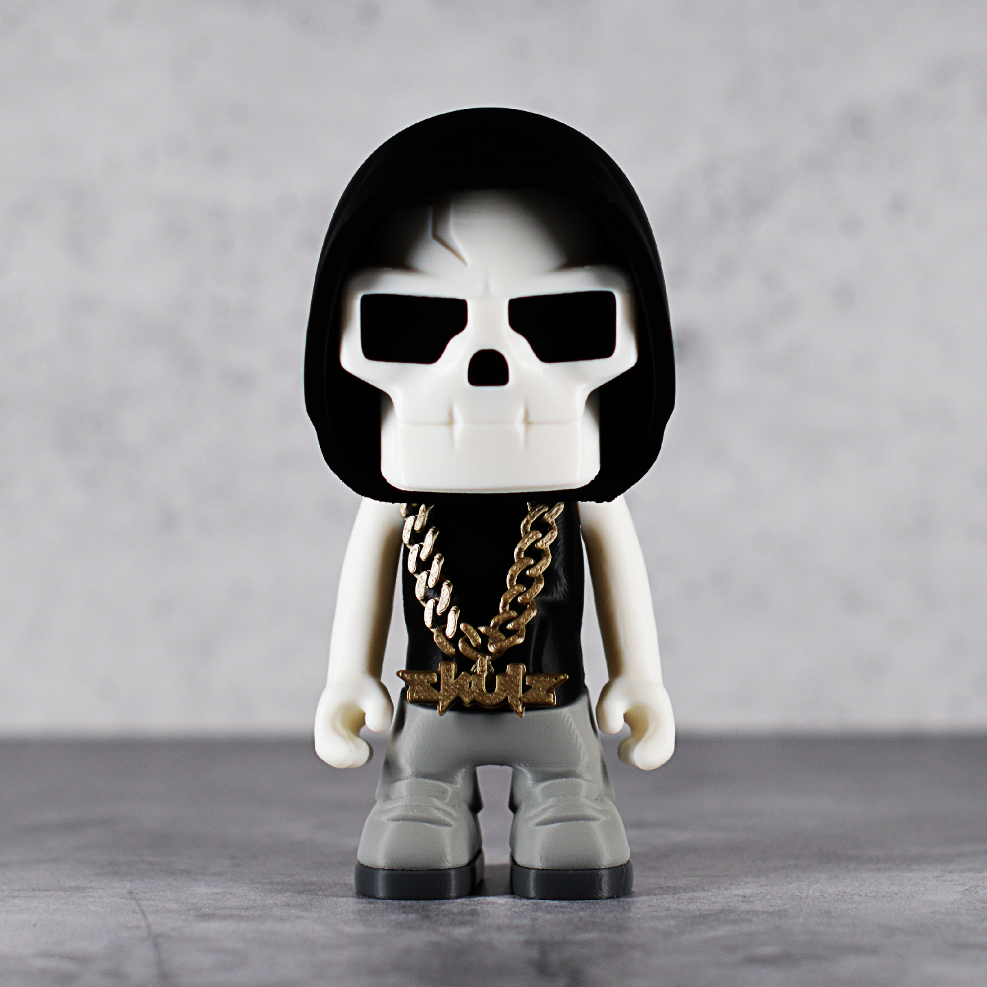3D printed figure detail — front view